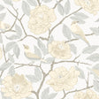 Bernadina Light Yellow Rosebush Wallpaper by A-Street Prints MD34022 - Bohemian Botanical Floral and Sparrow Non-Woven Unpasted Sidewall