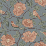 Bernadina Blue Rosebush Wallpaper with Botanical Floral and Bohemian Style - A-Street Prints 4143-34025