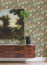 Cecilia Moss Tulip and Daffodil Whimsical Botanical Floral Wallpaper Featuring Spring Flowers in Sage Green Tones by A-Street Prints - MD34029