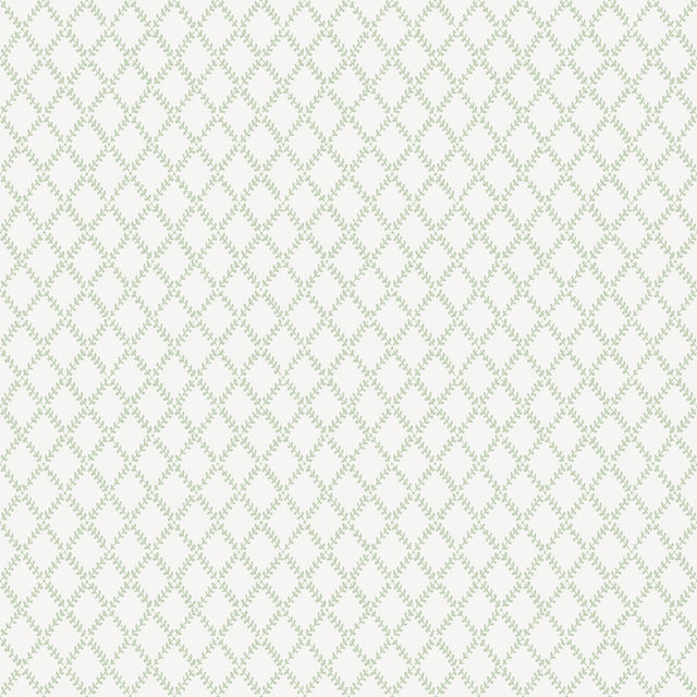 Trevor Sage Leaf Trellis Wallpaper with Botanical Trellis & Lattice Pattern - Brewster 4143-34036