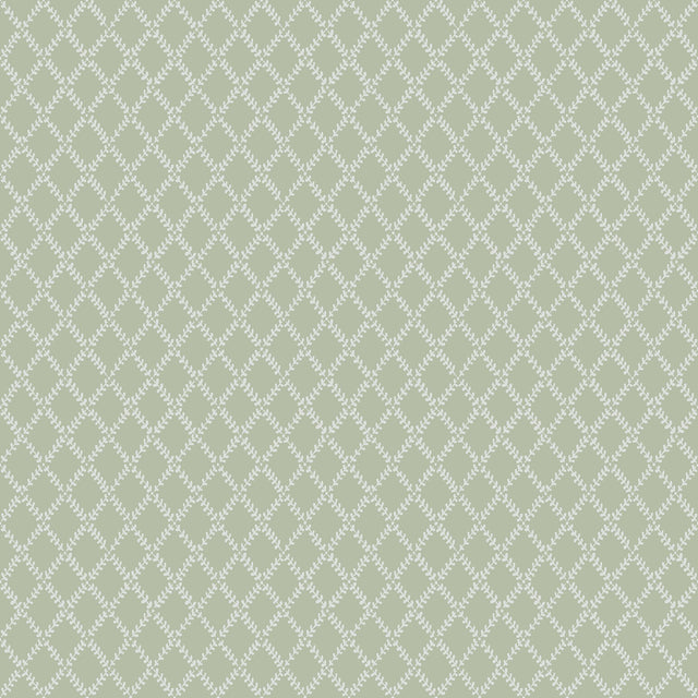 Trevor Moss Leaf Trellis Green Wallpaper with Botanical Leafy Lattice Motif - A-Street Prints 4143-34037