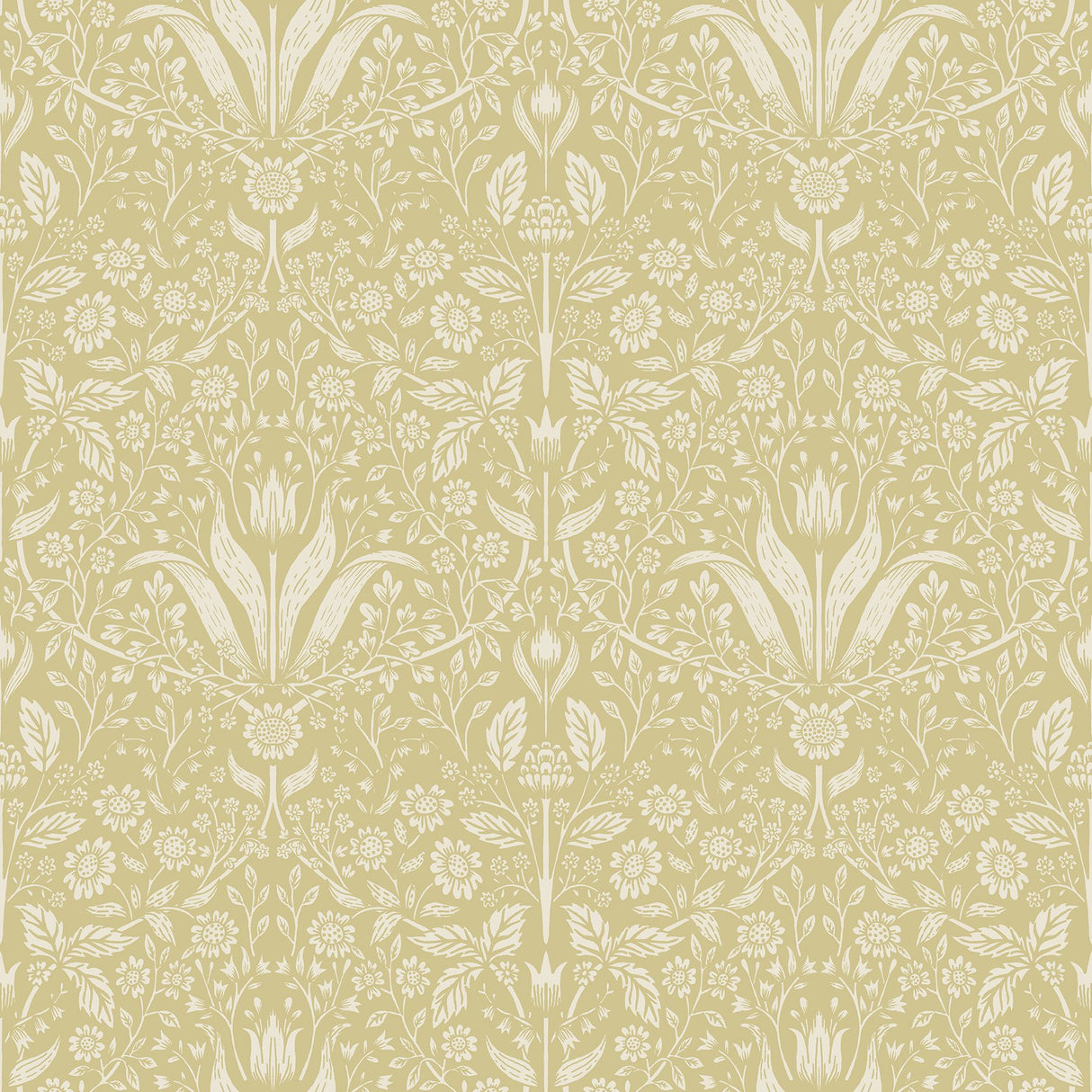 Mara Yellow Tulip Ogee Wallpaper with Scandinavian Botanical Ogee Pattern - A-Street Prints 4143-34038