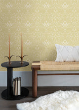 Mara Yellow Tulip Ogee Wallpaper with Scandinavian Botanical Ogee Pattern - A-Street Prints 4143-34038