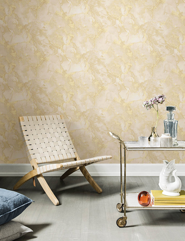 Grandin Pearl Marbled Wallpaper with Glam Abstract Stone Pattern, Raised Ink - Advantage 4144-9101