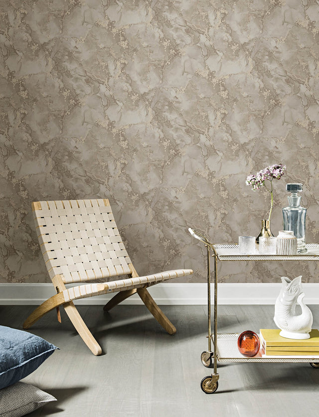 Grandin Grey Marbled Wallpaper with Pearlescent Stone Abstract Glam Style - Advantage 4144-9103