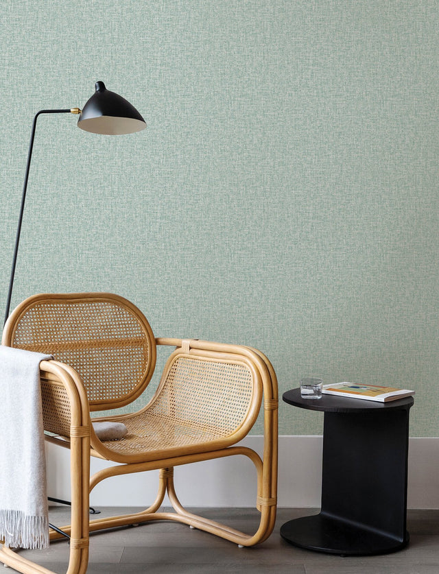 Larimore Seafoam Faux Fabric Wallpaper with Metallic Textured Fabric Textures - Advantage 4144-9113