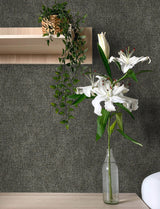 Buxton Charcoal Faux Weave Wallpaper with Metallic Textured Fabric Look - Advantage 4144-9124