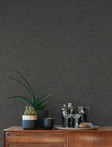 Hatton Black Faux Tweed Wallpaper with Modern Fabric Texture Pattern - Advantage 4144-9126