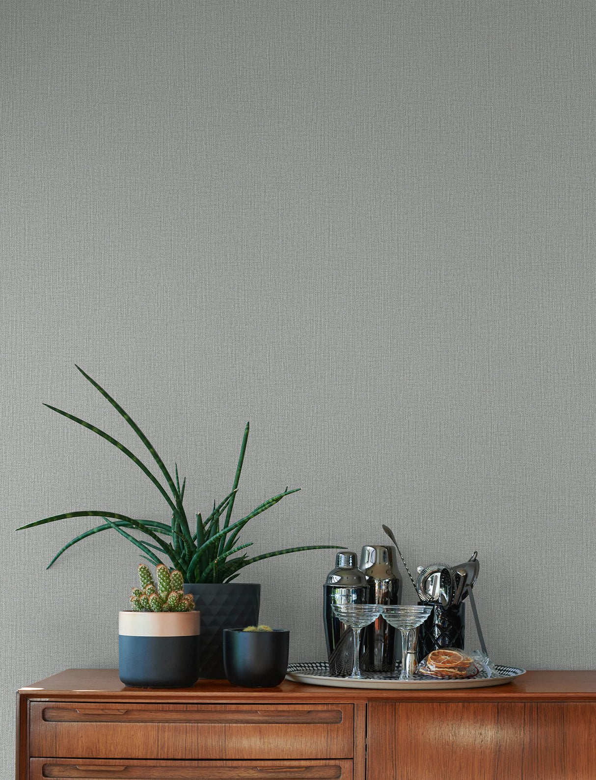 Hatton Dove Faux Tweed Grey Wallpaper with Fabric Textures Modern Pattern - Advantage 4144-9129