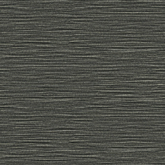 Hazen Black Shimmer Stripe Wallpaper with Faux Grasscloth Texture - Advantage 4144-9132