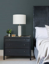 Hazen Dark Blue Shimmer Stripe Wallpaper with Faux Grasscloth Graphics - Advantage 4144-9133