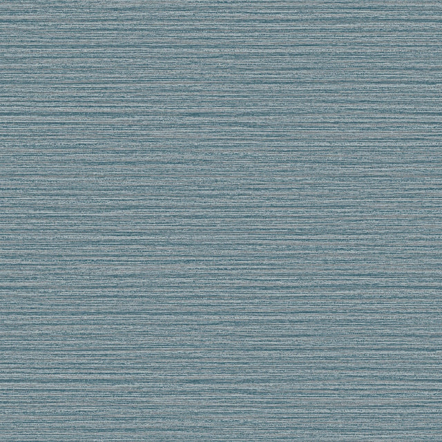 Hazen Blue Shimmer Stripe Wallpaper with Faux Grasscloth Graphic Pattern - Advantage 4144-9134