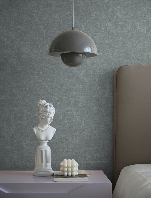 Beloit Dark Grey Shimmer Linen Wallpaper with Metallic Textured Fabric Look - Advantage 4144-9143