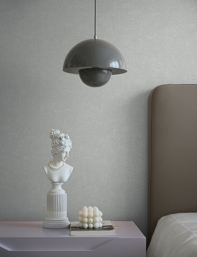 Beloit Pearl Shimmer Linen Wallpaper with Metallic Textured Fabric Pattern - Brewster 4144-9145