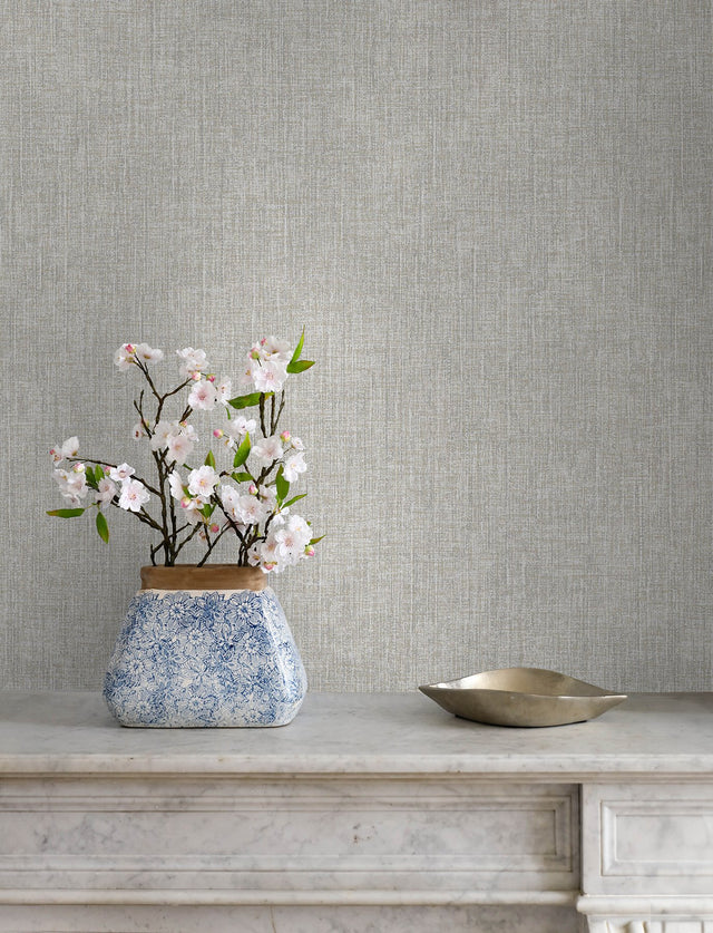 Glenburn Dove Woven Shimmer Wallpaper with Metallic Textured Fabric Motif - Advantage 4144-9149