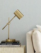 Bowman Light Blue Faux Linen Wallpaper with Metallic Textured Fabric Look - Advantage 4144-9153