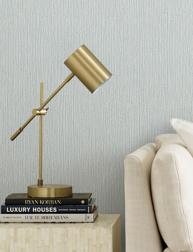 Bowman Light Blue Faux Linen Wallpaper with Metallic Textured Fabric Look - Advantage 4144-9153