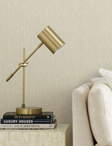 Bowman Wheat Faux Linen Wallpaper with Metallic Textured Fabric Texture - Advantage 4144-9154
