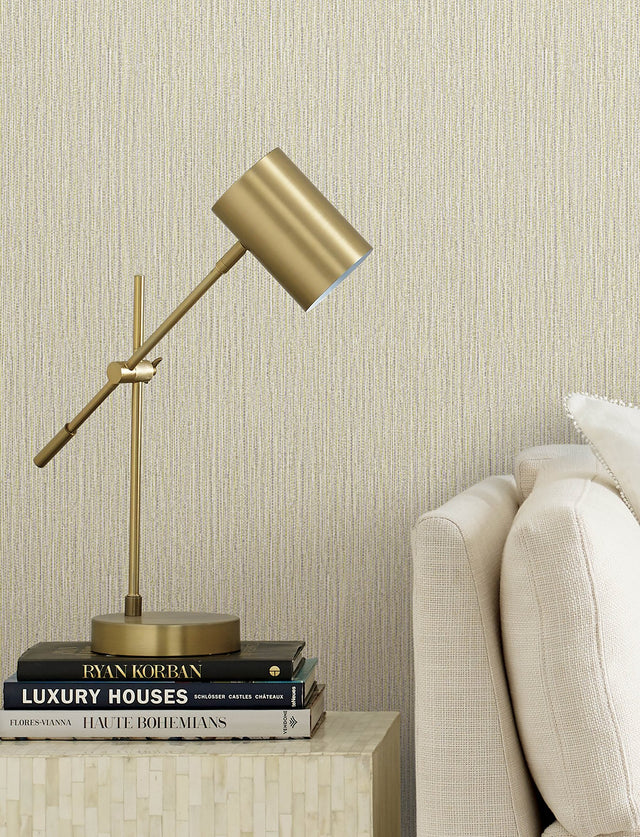 Bowman Wheat Faux Linen Wallpaper with Metallic Textured Fabric Texture - Advantage 4144-9154