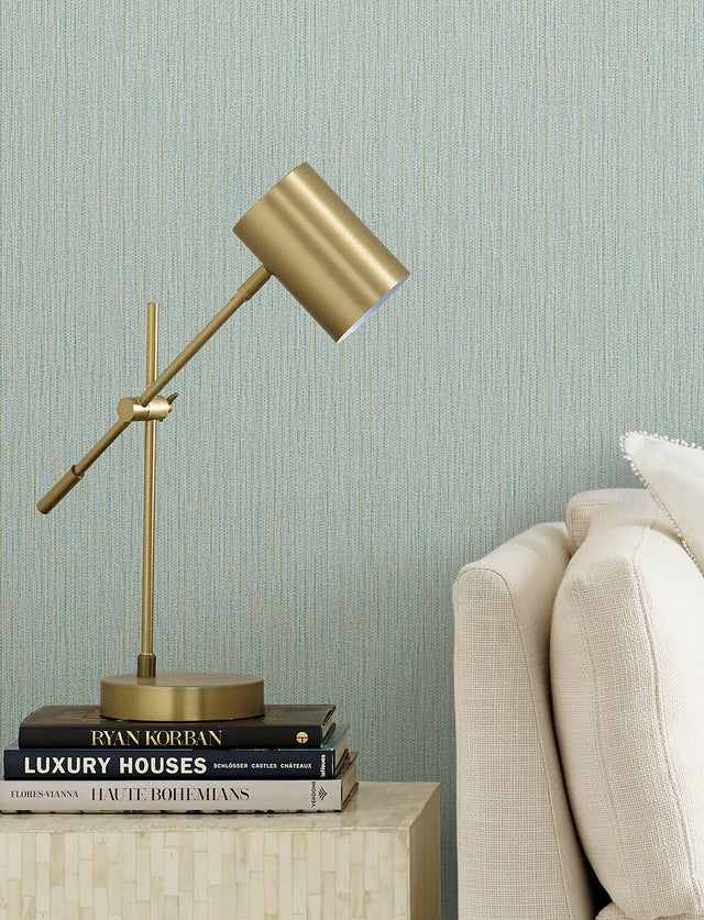 Bowman Sea Green Faux Linen Wallpaper with Metallic Textured Fabric Look - Advantage 4144-9155