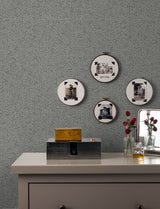 Surrey Grey Basketweave Wallpaper with Faux Grasscloth Texture - Advantage 4144-9158