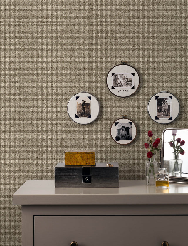 Surrey Chestnut Basketweave Wallpaper with Faux Grasscloth Texture - Advantage 4144-9159