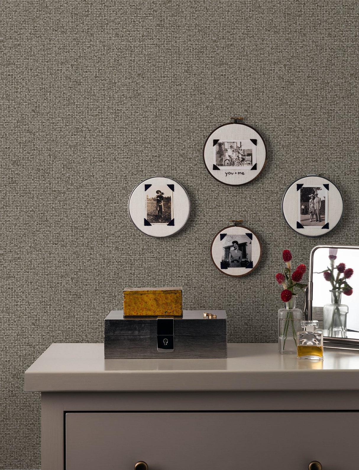 Surrey Chocolate Basketweave Wallpaper with Faux Grasscloth Texture - Advantage 4144-9160