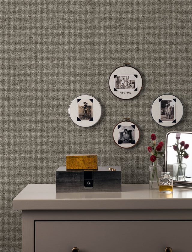 Surrey Chocolate Basketweave Wallpaper with Faux Grasscloth Texture - Advantage 4144-9160