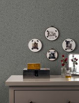 Surrey Black Basketweave Wallpaper with Faux Grasscloth Graphic Texture - Advantage 4144-9161