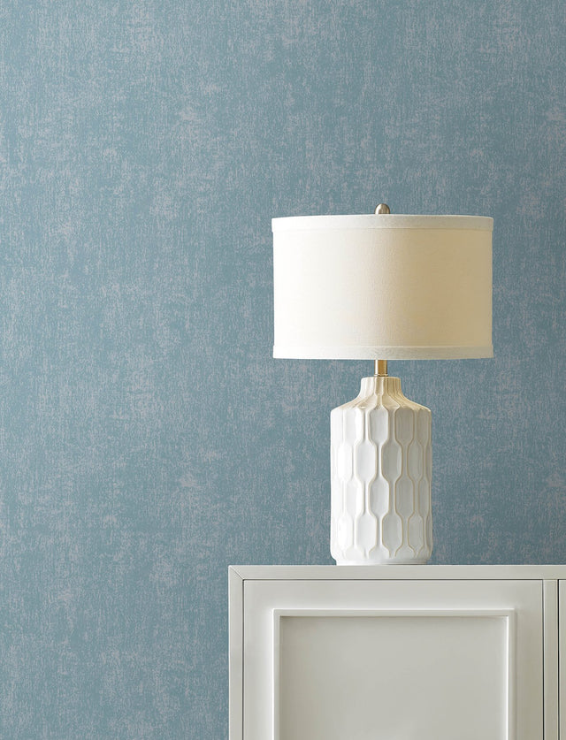 Edmore Sky Blue Faux Suede Wallpaper with Metallic Textured Fabric Pattern - Advantage 4144-9164