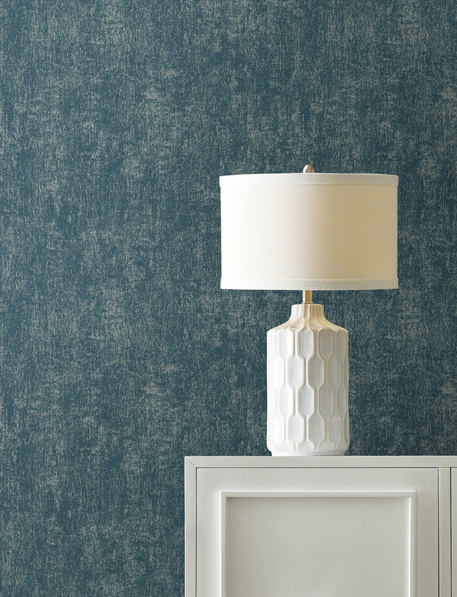 Edmore Dark Blue Faux Suede Wallpaper with Metallic Textured Fabric Texture - Advantage 4144-9165