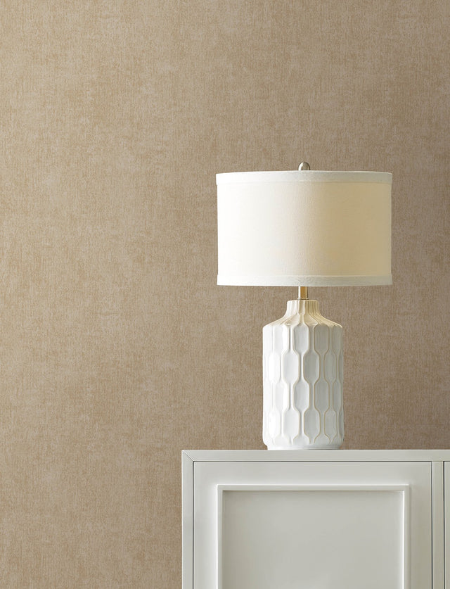 Edmore Light Brown Faux Suede Wallpaper with Modern Fabric Texture, Metallic Accents - Advantage 4144-9167
