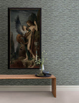 Hazen Stone Striated Grey Wallpaper with Metallic Textured Abstract Distressed Pattern - Advantage 4144-9171