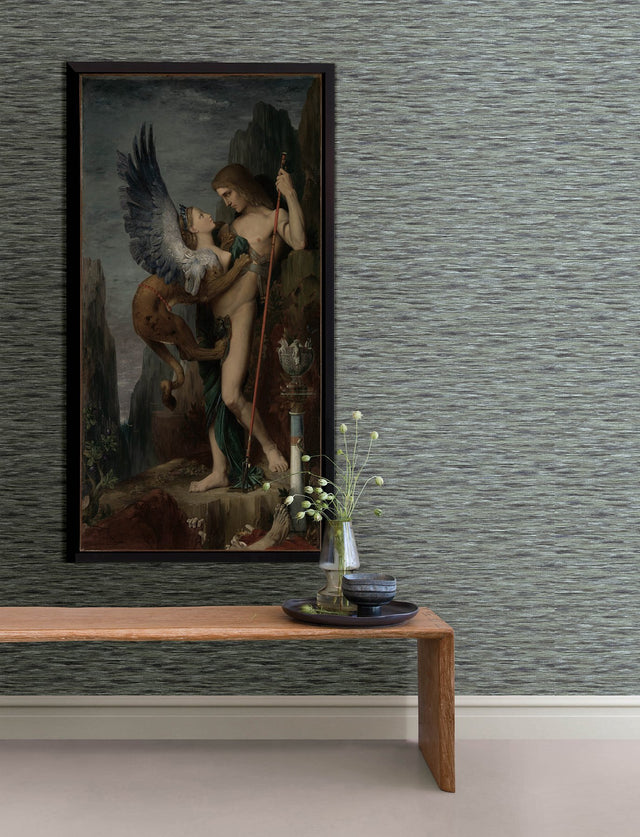 Hazen Stone Striated Grey Wallpaper with Metallic Textured Abstract Distressed Pattern - Advantage 4144-9171