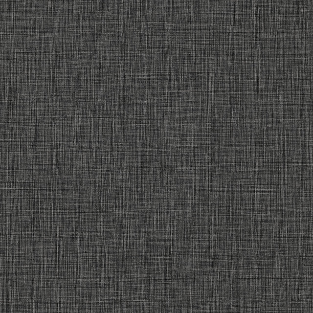 Eagen Black Linen Weave Wallpaper with Metallic Textured Faux Fabric Pattern - Advantage 4144-9172