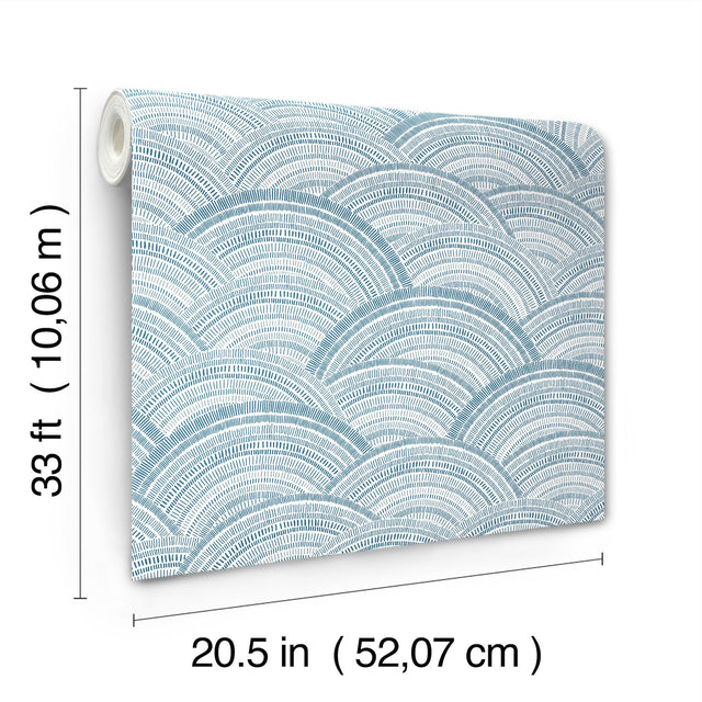 Encircle Indigo Geometric Wallpaper with Bohemian Graphics Pattern - A-Street Prints 4146-27200