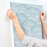 Encircle Indigo Geometric Wallpaper with Bohemian Graphics Pattern - A-Street Prints 4146-27200