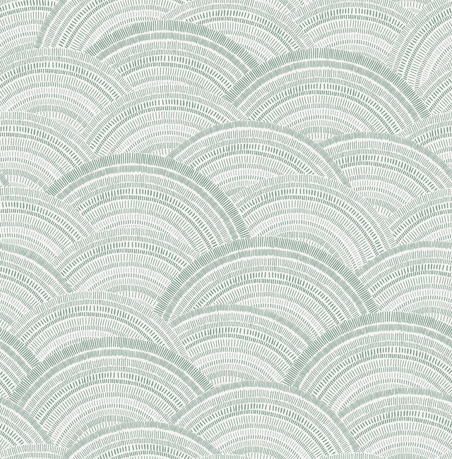Encircle Sea Green Geometric Wallpaper with Bohemian Graphic Arch Motif - Brewster 4146-27202