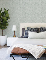 Encircle Sea Green Geometric Wallpaper with Bohemian Graphic Arch Motif - Brewster 4146-27202