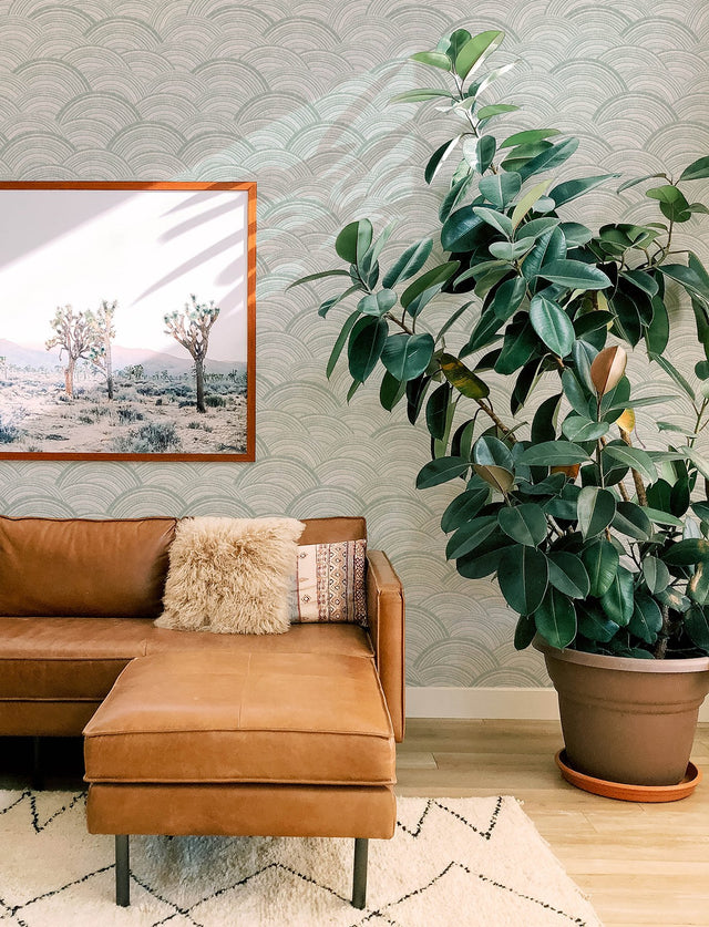 Encircle Sea Green Geometric Wallpaper with Bohemian Graphic Arch Motif - Brewster 4146-27202
