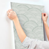 Encircle Sea Green Geometric Wallpaper with Bohemian Graphic Arch Motif - Brewster 4146-27202