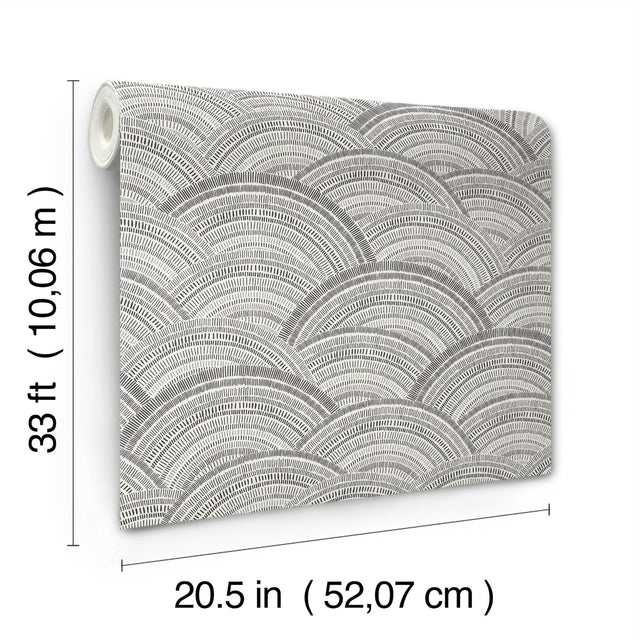 Encircle Black Geometric Wallpaper with Bohemian Graphics Pattern - A-Street Prints 4146-27203