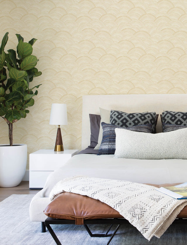Encircle Yellow Geometric Wallpaper with Bohemian Graphics Pattern - Brewster 4146-27204