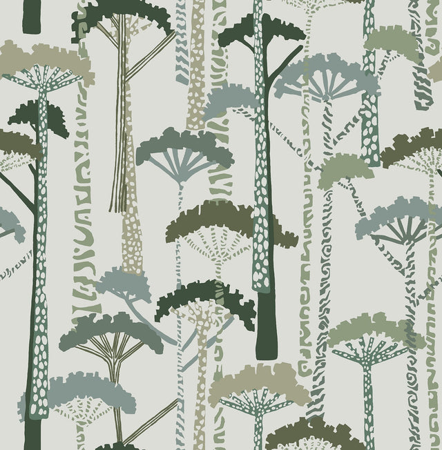 Unify Green Forest Wallpaper with Botanical Trees Motif - A-Street Prints 4146-27205