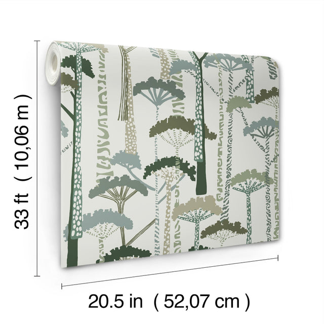 Unify Green Forest Wallpaper with Botanical Trees Motif - A-Street Prints 4146-27205