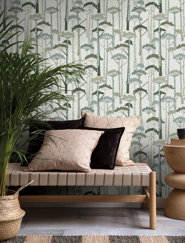 Unify Green Forest Wallpaper with Botanical Trees Motif - A-Street Prints 4146-27205