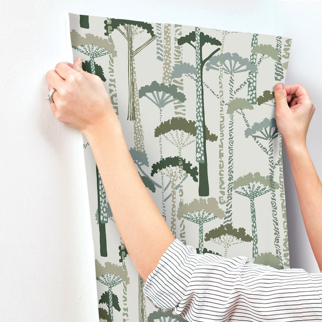 Unify Green Forest Wallpaper with Botanical Trees Motif - A-Street Prints 4146-27205