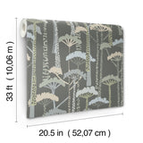 Unify Aqua Forest Wallpaper with Botanical Trees Motif, Bohemian Style - A-Street Prints 4146-27206