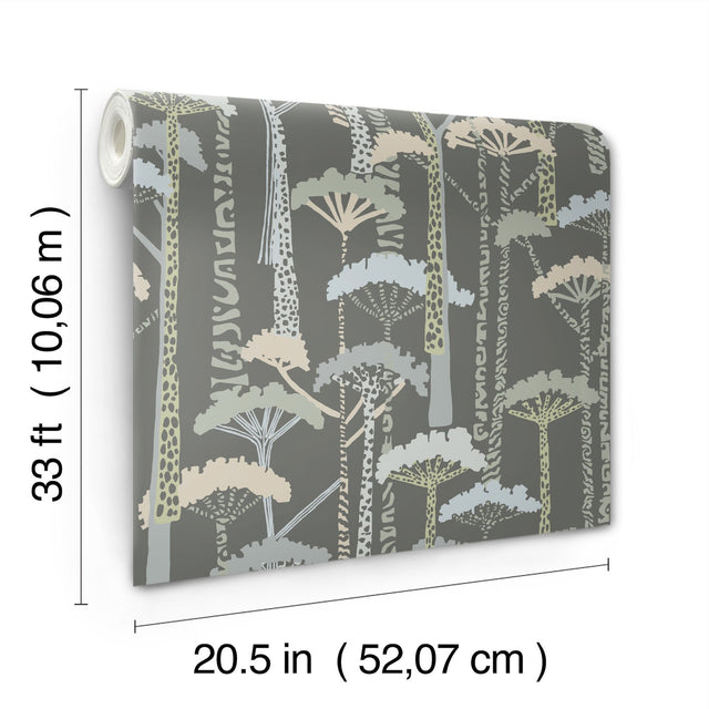 Unify Aqua Forest Wallpaper with Botanical Trees Motif, Bohemian Style - A-Street Prints 4146-27206