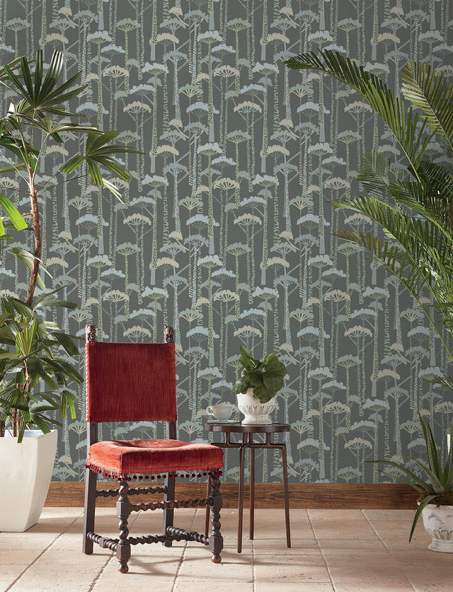 Unify Aqua Forest Wallpaper with Botanical Trees Motif, Bohemian Style - A-Street Prints 4146-27206